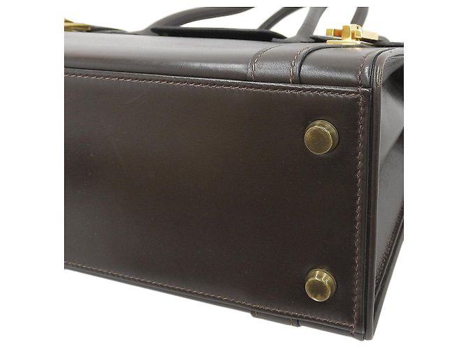 Hermès Borsa a mano Hermes Drag in pelle box Marrone - vista 4