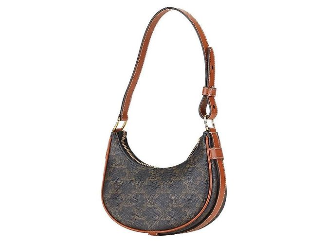 Céline Borsa Celine Triomphe Mini Ava in pelle PVC marrone e nera - vista 2