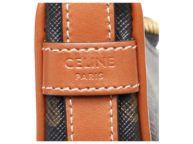 Céline Borsa Celine Triomphe Mini Ava in pelle PVC marrone e nera - vista 5