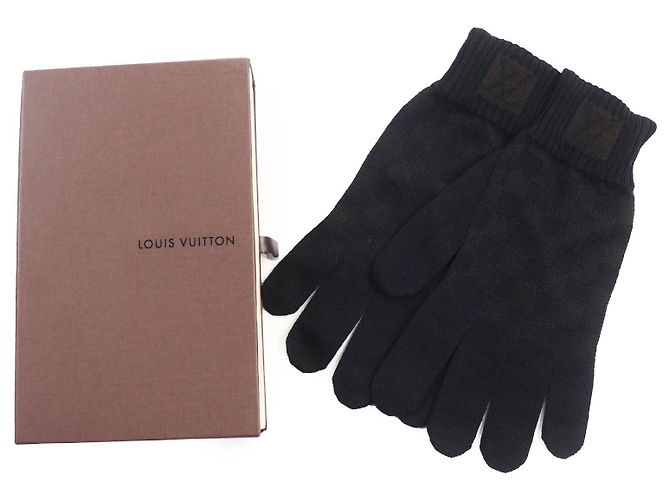 Louis Vuitton Damier Wool LV Logo Gloves Black - view 2