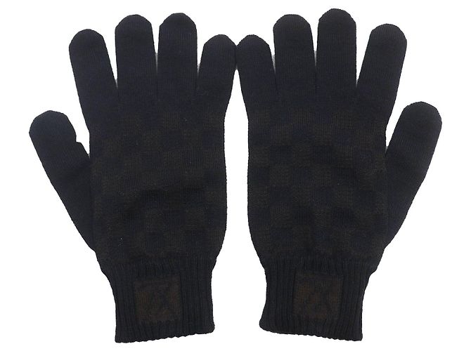 Louis Vuitton Damier Wool LV Logo Gloves Black - view 3