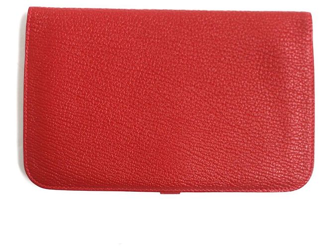 Hermès Portafoglio in pelle Mysore Chevre di Hermes Dogon GM Rosso - vista 3
