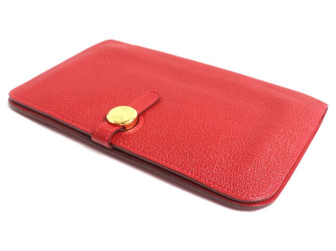 Hermès Portafoglio in pelle Mysore Chevre di Hermes Dogon GM Rosso - vista 4