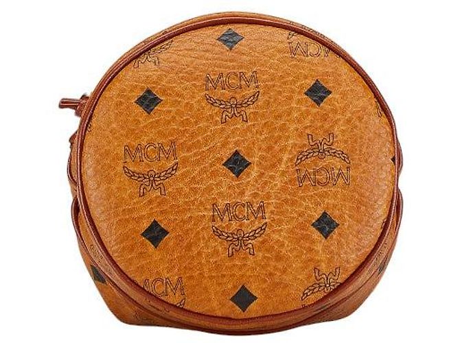 Borsa a spalla in pelle con logo MCM marrone - vista 3
