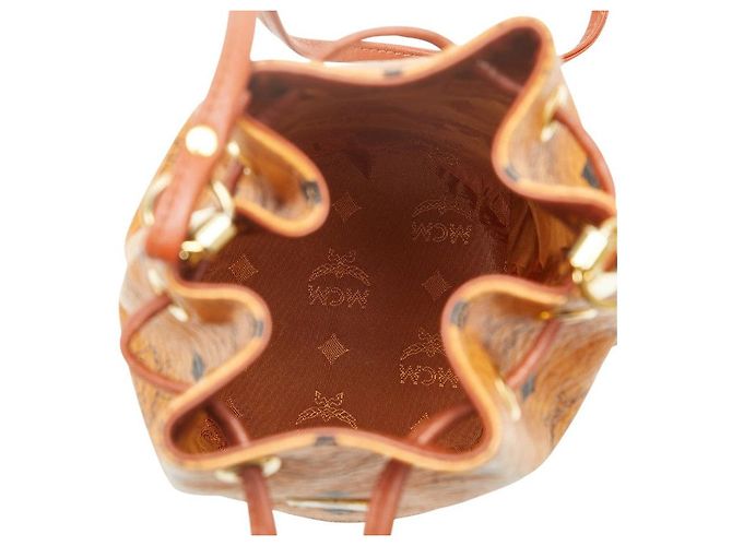 Borsa a spalla in pelle con logo MCM marrone - vista 4
