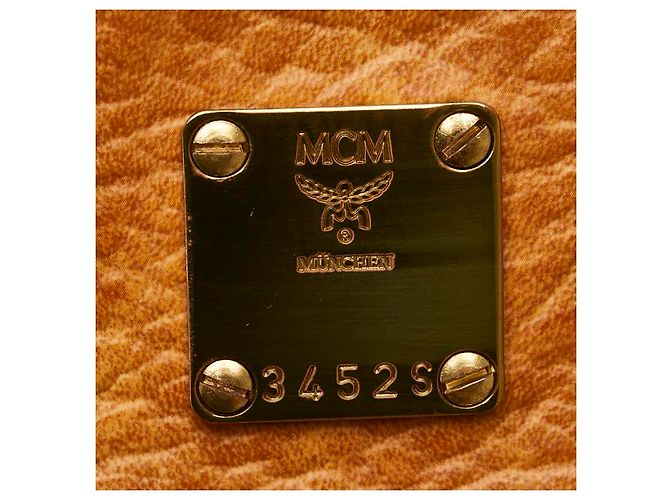 Borsa a spalla in pelle con logo MCM marrone - vista 5