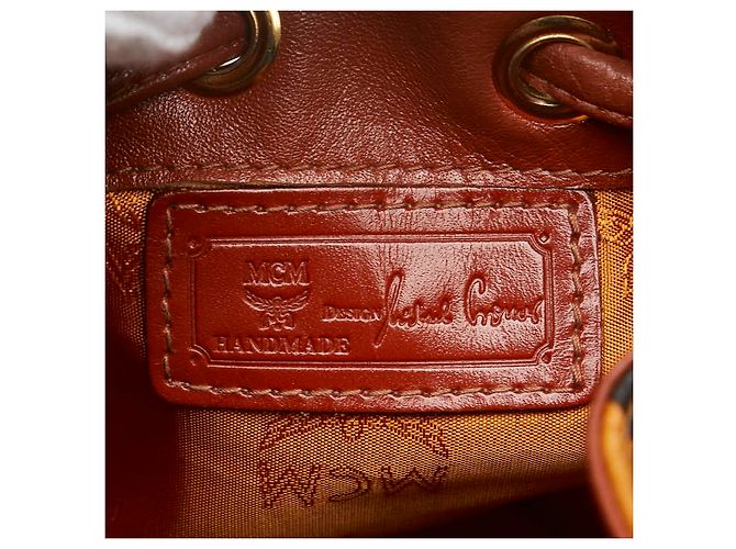 Borsa a spalla in pelle con logo MCM marrone - vista 6