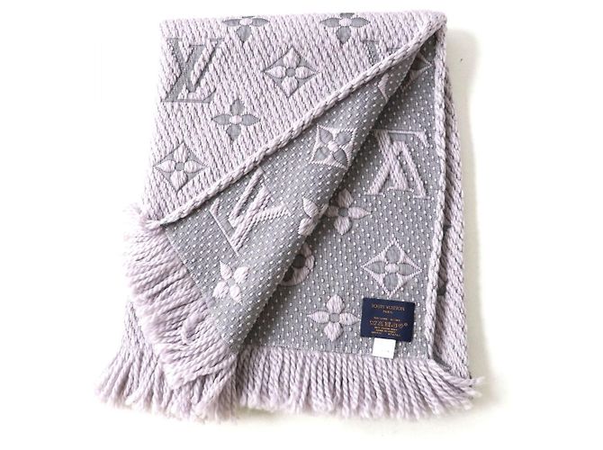 Sciarpa Logomania in misto seta M74742 di Louis Vuitton Grigio - vista 3