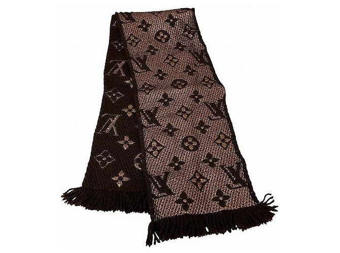 Sciarpa Louis Vuitton Monogram Logo Mania M71383 Marrone - vista 4