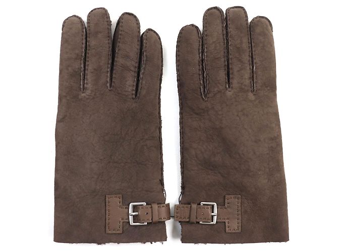 Hermès Guanti Mouton Hermes Marrone Scuro 9 - vista 3