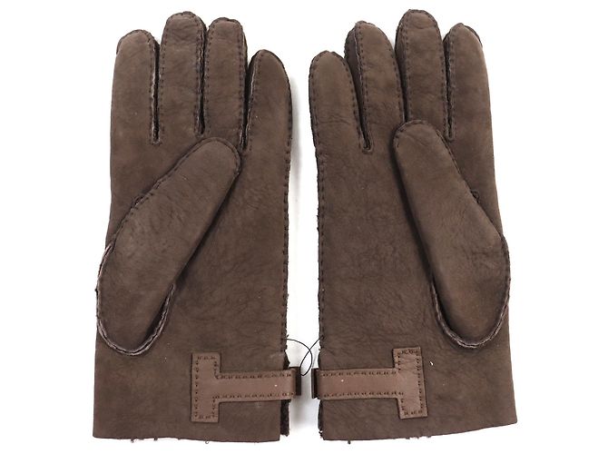 Hermès Guanti Mouton Hermes Marrone Scuro 9 - vista 4