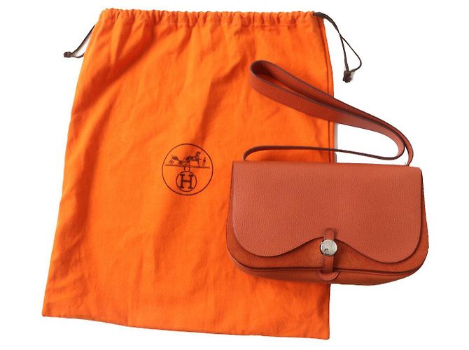 Borsa Hermès Colorado PM Vacca Liegi Chevron Arancione - vista 2