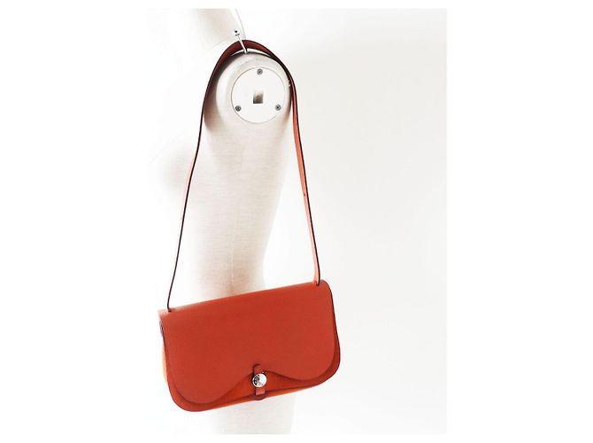 Borsa Hermès Colorado PM Vacca Liegi Chevron Arancione - vista 3