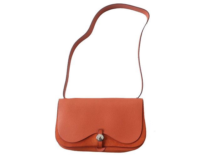 Borsa Hermès Colorado PM Vacca Liegi Chevron Arancione - vista 4