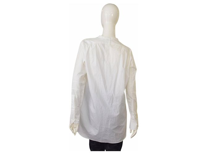 Camisa blanca de algodón sin cuello Helmut Lang Blanco - vista 2