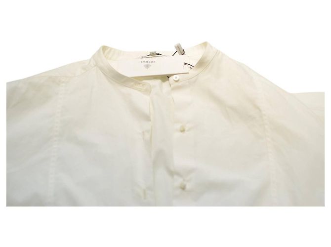 Camisa blanca de algodón sin cuello Helmut Lang Blanco - vista 5