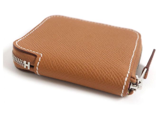 Hermès Billetera compacta mini de cuero Epsom Hermes Azap Dorado Metálico - vista 3