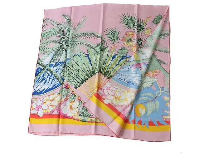 Hermès Cachecol retangular de seda Aloha Hermes H942026S Rosa - vista 2
