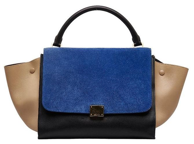 Céline Borsa trapezio in pelle scamosciata Celine 2WAY Blu - vista 2