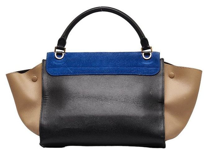 Céline Borsa trapezio in pelle scamosciata Celine 2WAY Blu - vista 4