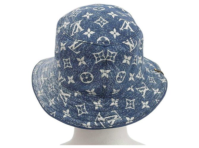 Bucket Chapeau seau en denim Monogram Louis Vuitton M77435 Bleu - vue 3