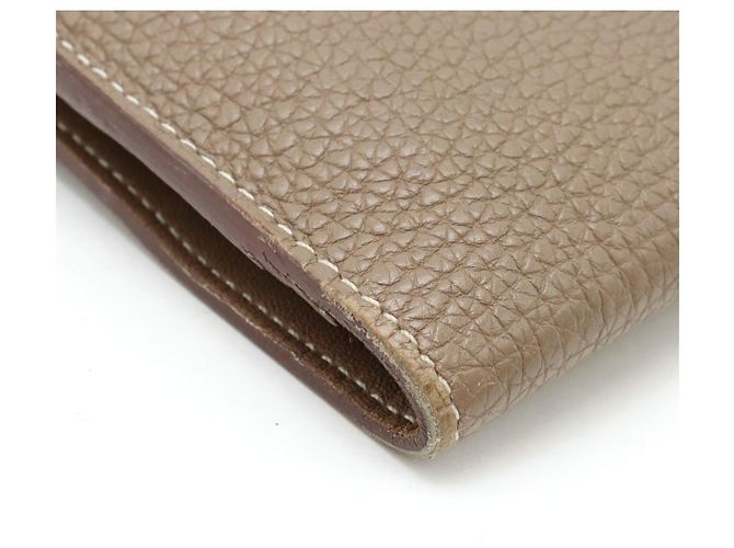 Hermès Portafoglio bifold in pelle Hermes Dogon Duo GM Grigio - vista 3