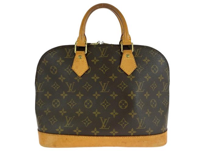 Sac à main Louis Vuitton Alma marron or PVC - vue 2