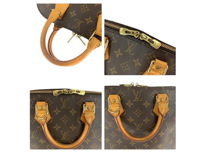 Sac à main Louis Vuitton Alma marron or PVC - vue 5