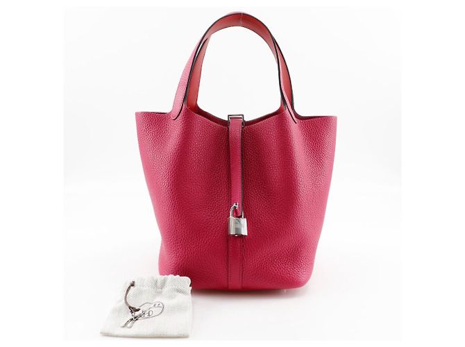 Borsa Hermès Picotin Lock MM Togo Rosa - vista 8