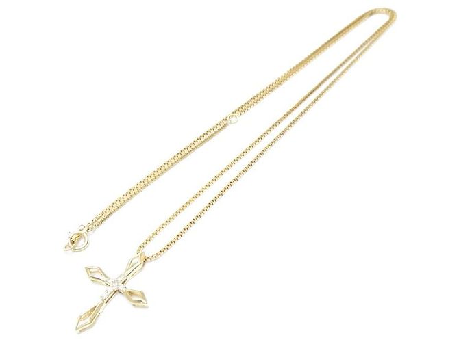 Autre Marque Collana Croce in Diamante 0,12ct K18YG Oro D'oro - vista 3