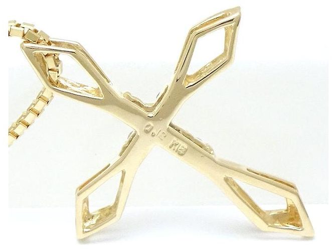 Autre Marque Collana Croce in Diamante 0,12ct K18YG Oro D'oro - vista 4