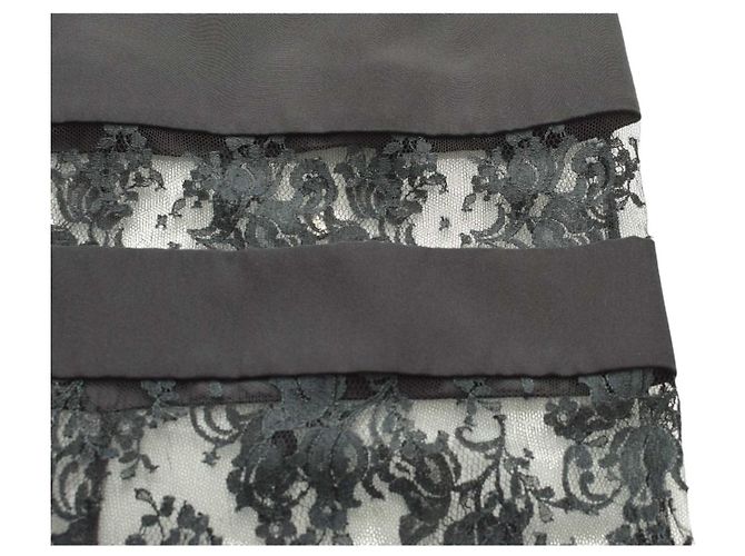 Escada Couture Black Silk Lace Beaded Maxi Evening Gown Dress 36 - view 4