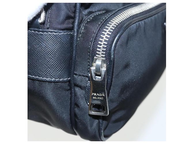 PRADA Borsa a Spalla in Nylon Pelle Nera Argento Autentica 97437 - vista 10