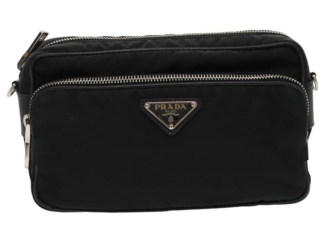 PRADA Borsa a Spalla in Nylon Pelle Nera Argento Autentica 97437 - vista 13