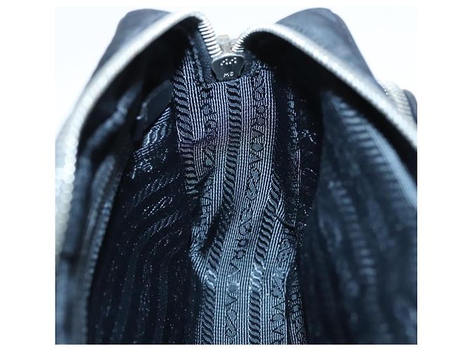 PRADA Borsa a Spalla in Nylon Pelle Nera Argento Autentica 97437 - vista 19