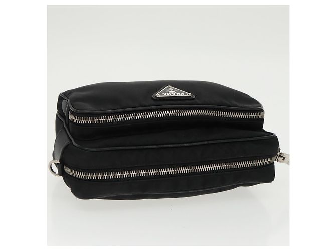 PRADA Borsa a Spalla in Nylon Pelle Nera Argento Autentica 97437 - vista 5