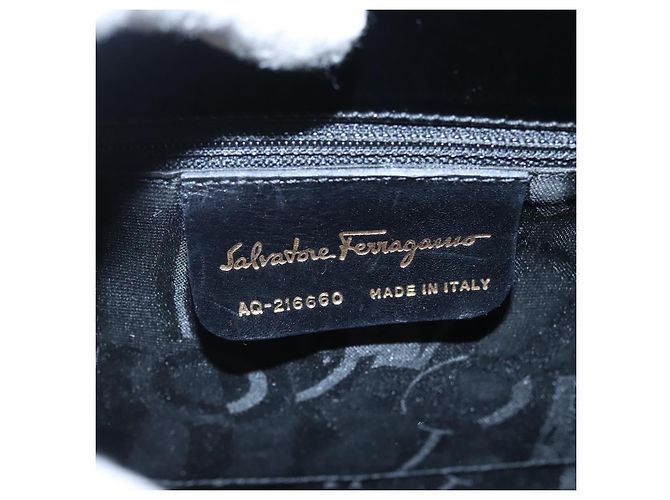 Borsa a spalla Gancini in vernice 2way nera e oro Auth ki5031 di Salvatore Ferragamo Nero D'oro - vista 12