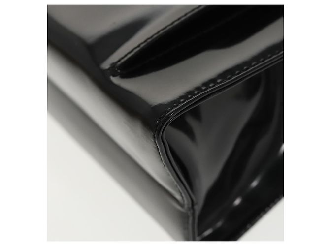 Borsa a spalla Gancini in vernice 2way nera e oro Auth ki5031 di Salvatore Ferragamo Nero D'oro - vista 16