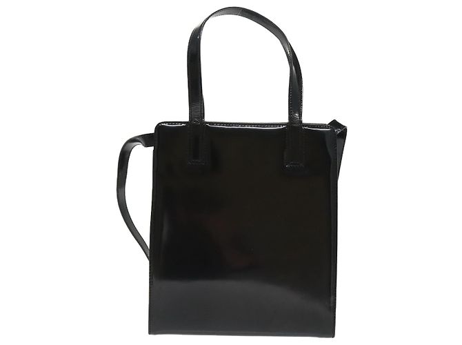 Borsa a spalla Gancini in vernice 2way nera e oro Auth ki5031 di Salvatore Ferragamo Nero D'oro - vista 2