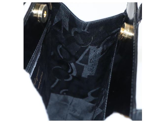 Borsa a spalla Gancini in vernice 2way nera e oro Auth ki5031 di Salvatore Ferragamo Nero D'oro - vista 20