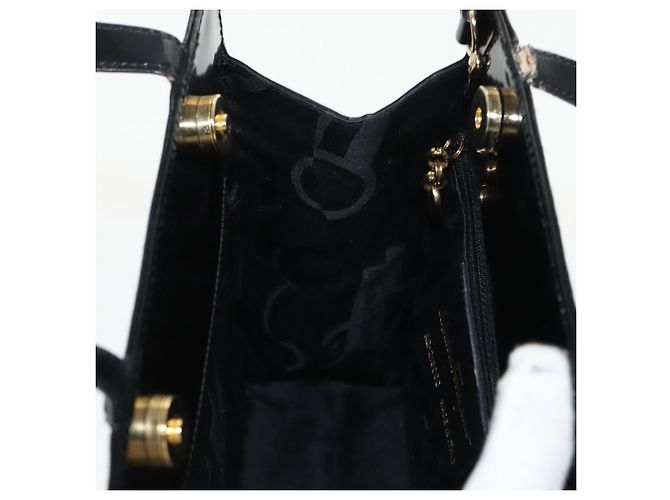 Borsa a spalla Gancini in vernice 2way nera e oro Auth ki5031 di Salvatore Ferragamo Nero D'oro - vista 21