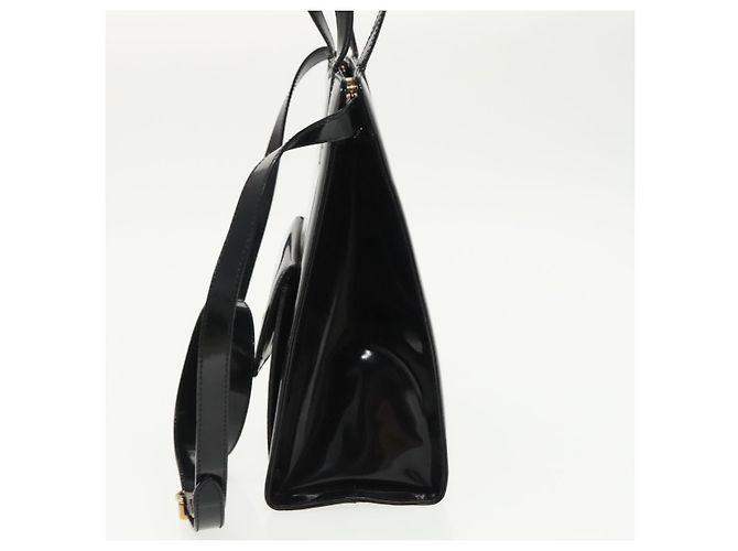 Borsa a spalla Gancini in vernice 2way nera e oro Auth ki5031 di Salvatore Ferragamo Nero D'oro - vista 3