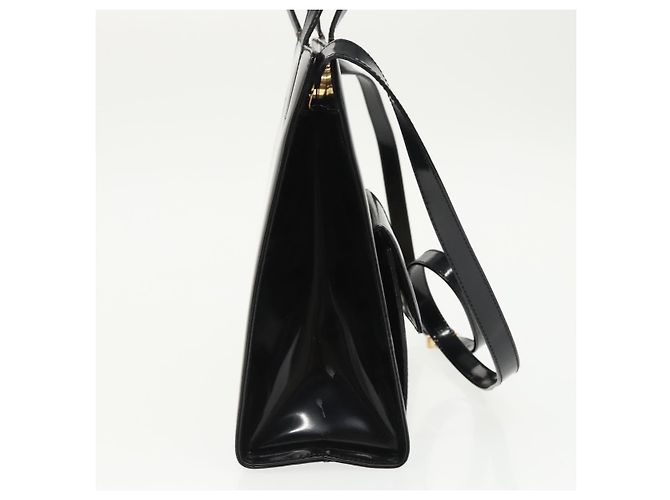 Borsa a spalla Gancini in vernice 2way nera e oro Auth ki5031 di Salvatore Ferragamo Nero D'oro - vista 4