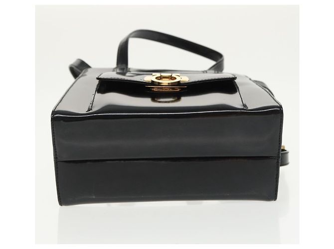 Borsa a spalla Gancini in vernice 2way nera e oro Auth ki5031 di Salvatore Ferragamo Nero D'oro - vista 5