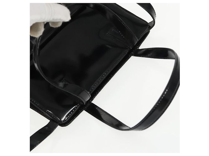 Borsa a spalla Gancini in vernice 2way nera e oro Auth ki5031 di Salvatore Ferragamo Nero D'oro - vista 6
