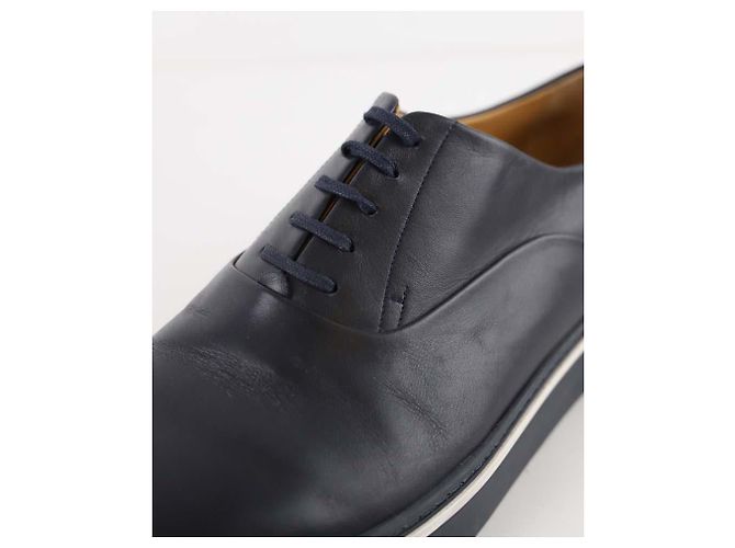 Hermès Leder Schnürschuhe Blau - Ansicht 4