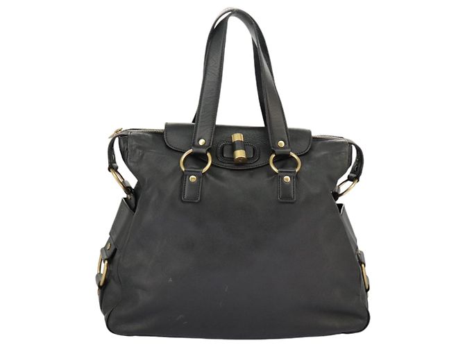 SAINT LAURENT Bolsa Muse de couro 2 vias preta Auth 97545 - vista 13