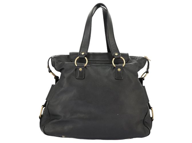 SAINT LAURENT Bolsa Muse de couro 2 vias preta Auth 97545 - vista 2