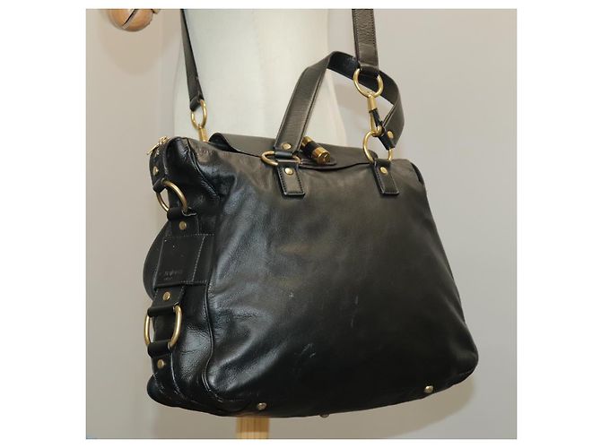 SAINT LAURENT Bolsa Muse de couro 2 vias preta Auth 97545 - vista 29