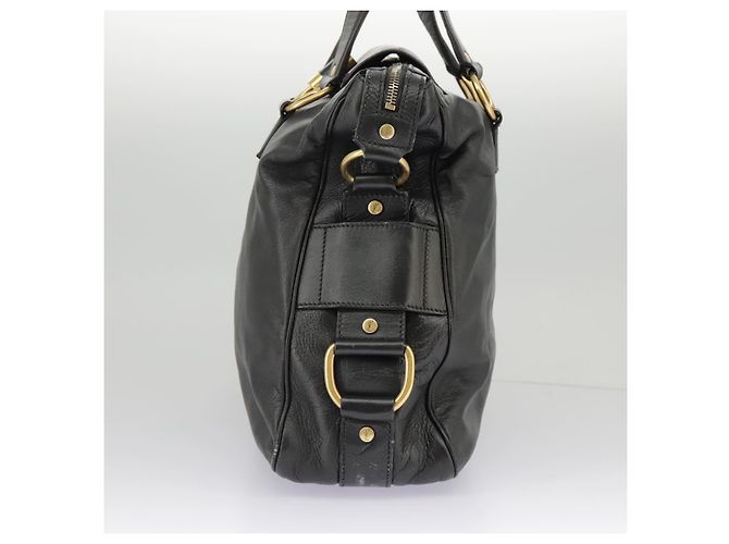 SAINT LAURENT Bolsa Muse de couro 2 vias preta Auth 97545 - vista 3